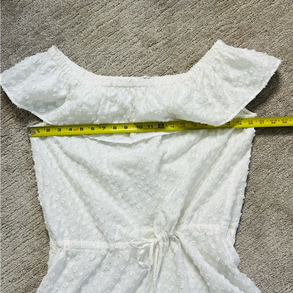 Madewell Cotton White Off Shoulder Swiss Dot Romper - Picture 7 of 12